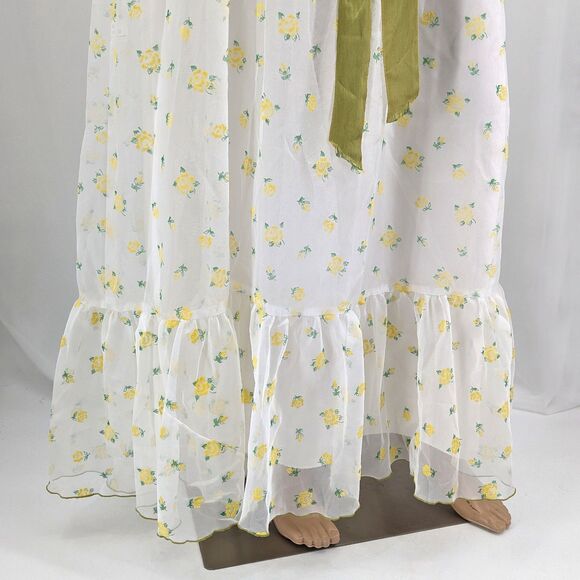 Vintage 70s Montgomery Ward Dress Prairie Gown Floral Velvet Cottage Southern 4 - Picture 6 of 16